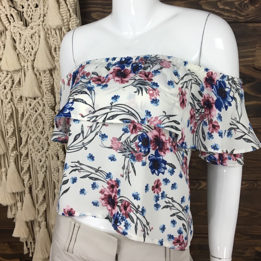 TeenBell | Off Shoulder Blouse Floral Pattern - Picture 5 of 7